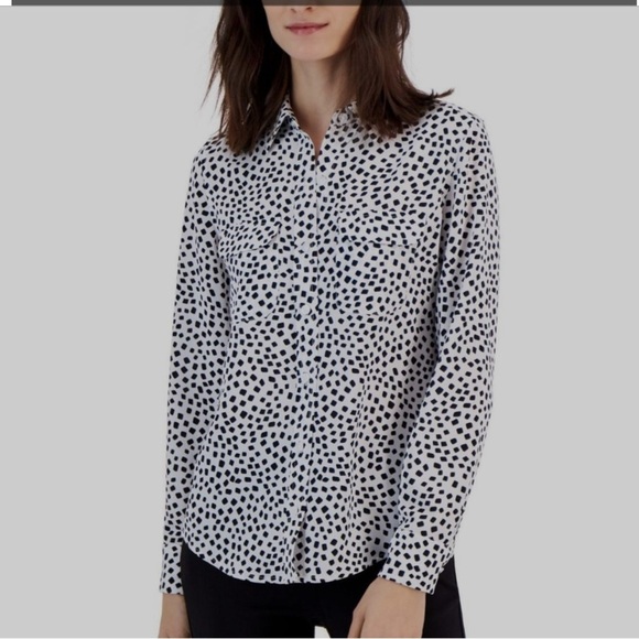 Alfani Black and White Long Sleeve Button Down Shirt - Picture 1 of 2
